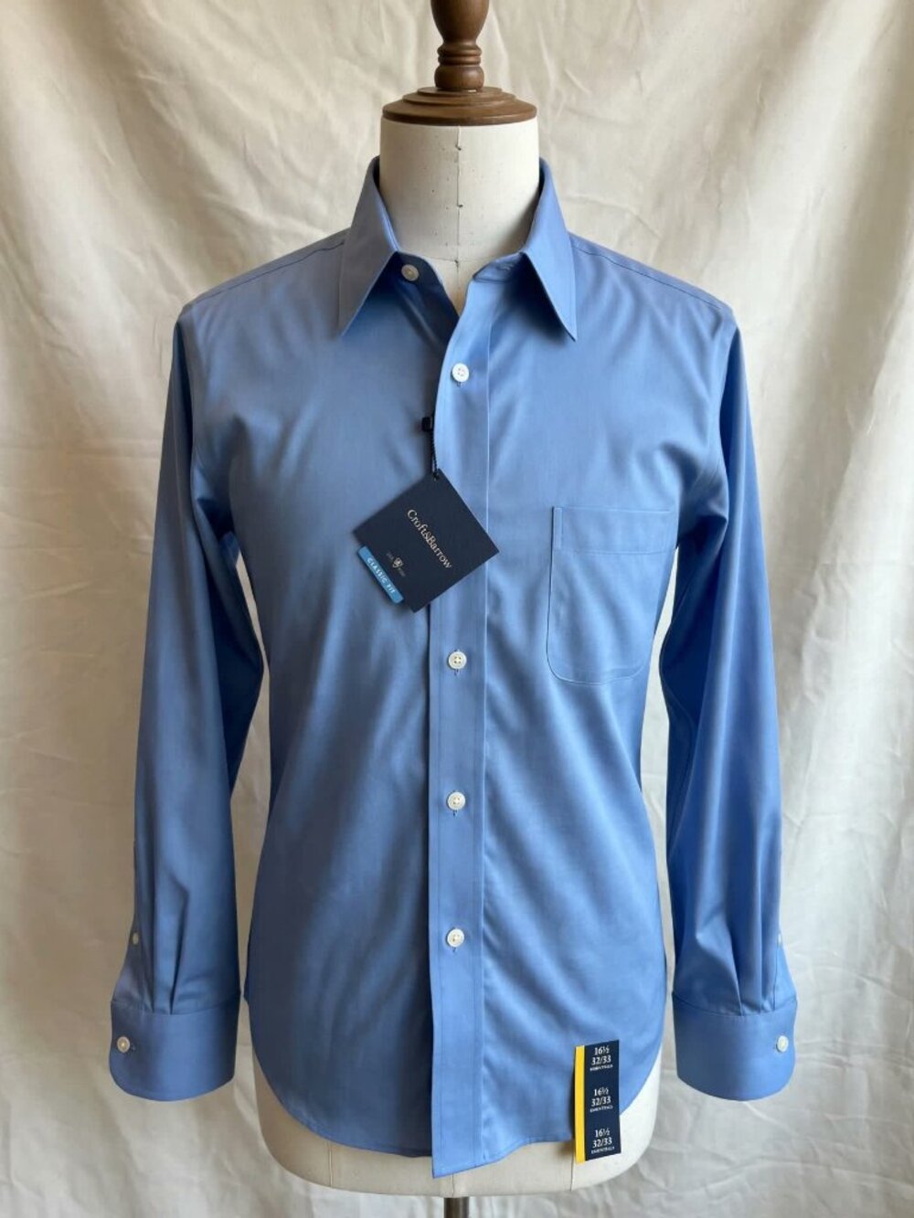 Croft & Barrow Essentials Dress Shirt 16.5 32/33 French Blue Classic Fit NWT